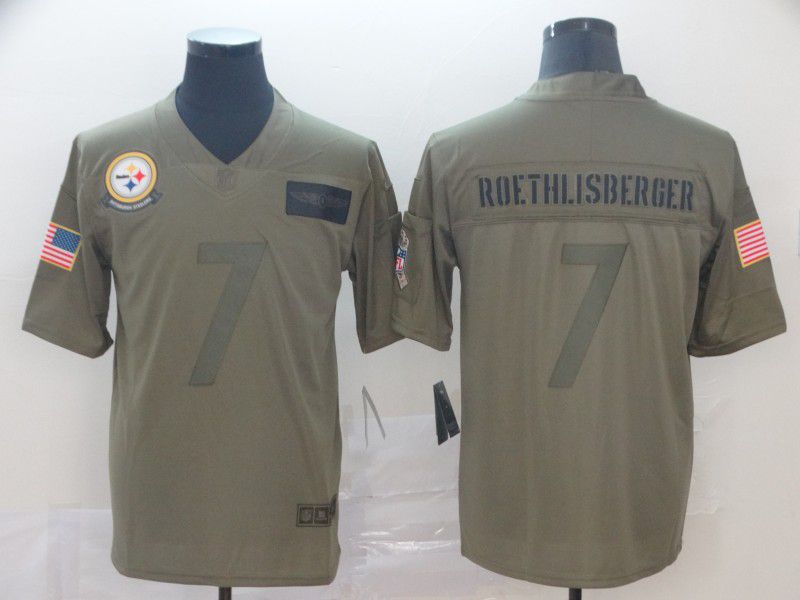 Men Pittsburgh Steelers #7 Roethlisberger Nike Camo 2019 Salute to Service Limited NFL Jerseys